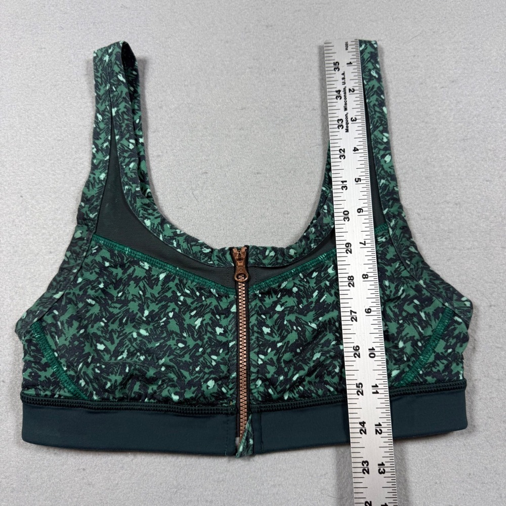Lululemon Front Zip Sports Bra Green Abstract Camo Print Size 4 - Picture 4 of 7